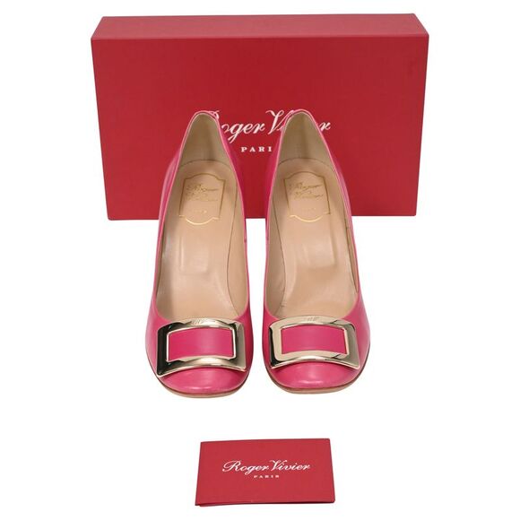 Roger Vivier Trompette Buckle Detail Pumps in Pink Calfskin Leather - Picture 8 of 10